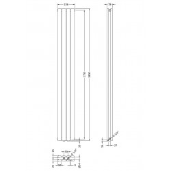 Revive Anthracite Double Panel Radiator - 236 x 1800mm - Technical Drawing