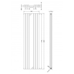 Revive Anthracite Double Panel Mirror Radiator - 499 x 1800mm - Technical Drawing