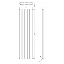 Revive Anthracite Double Panel Radiator - 354 x 1800mm - Technical Drawing