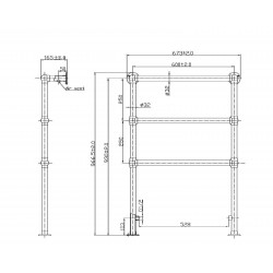 Countess Traditional Heated Towel Rail - 676 x 966mm - Technical Drawing
