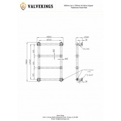 Alice Traditional Copper Towel Rail - 500 x 750mm - Technical Drawing