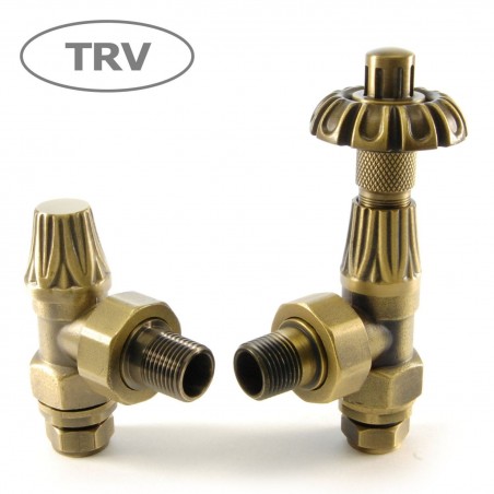 Abbey Thermostatic Radiator Valve & Lockshield - Old English Brass