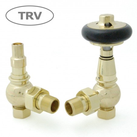 Amberley Angled Thermostatic Radiator Valves - Polished Brass