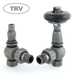 Amberley Angled Thermostatic Radiator Valves - Old Pewter