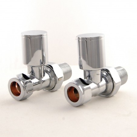 Apex Straight Radiator Valves - Chrome