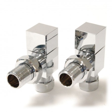 Bloc Angled Square Radiator Valves - Chrome