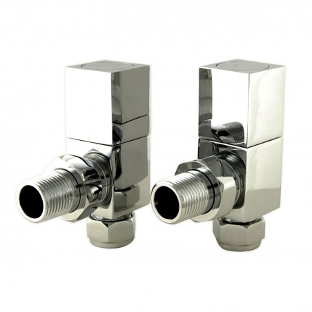 Cubex Angled Square Radiator Valves - Chrome