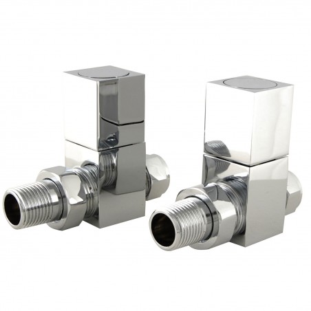 Cubex Straight Square Radiator Valves - Chrome