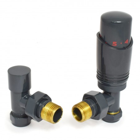 Delta Angled Thermostatic Radiator Valves - Anthracite