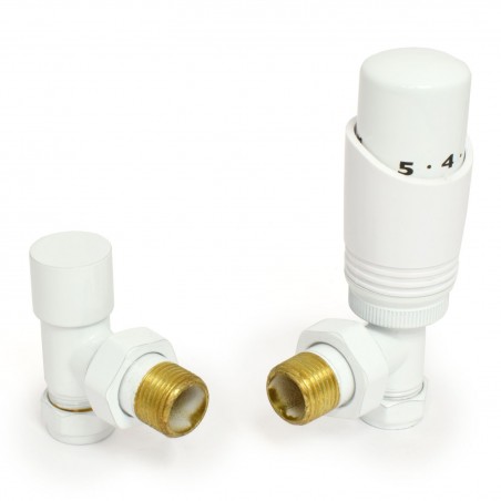 Delta Angled Thermostatic Radiator Valves - White