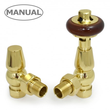 Eton Angled Radiator Valves - Polished Brass