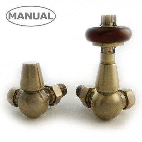 Eton Corner Radiator Valves - Antique Brass