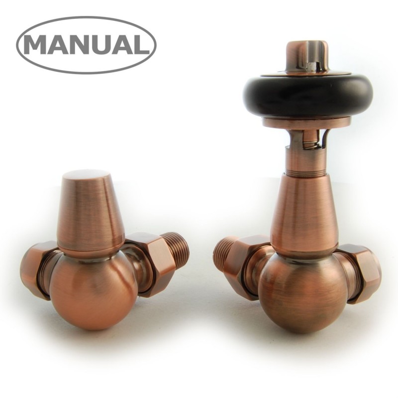 Eton Corner Radiator Valves - Antique Copper