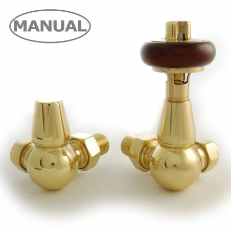 Elton Corner Radiator Valves - Polished Brass