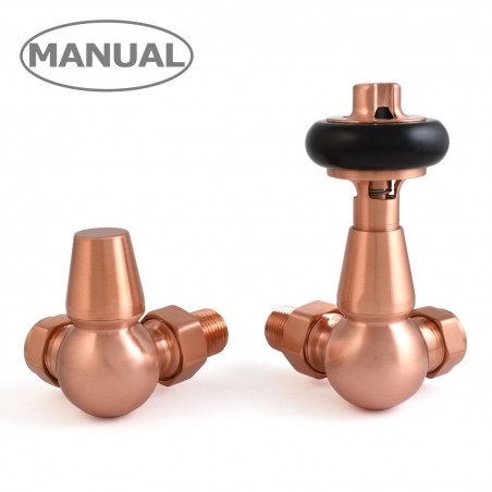 Elton Corner Radiator Valves - Brushed Copper