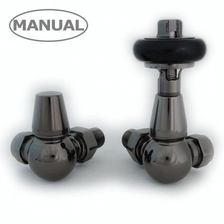 Elton Corner Radiator Valves - Black Nickel