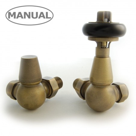 Elton Corner Radiator Valves - Old English Brass