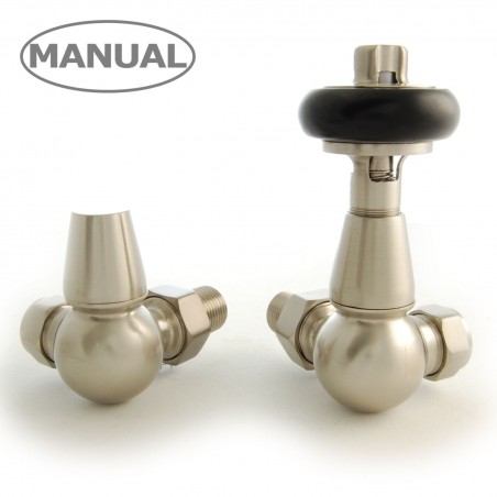 Elton Corner Radiator Valves - Satin Nickel