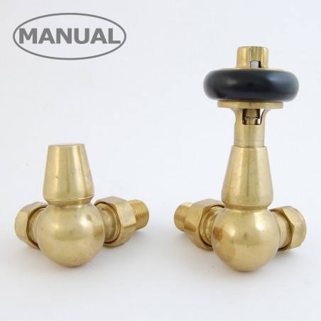 Elton Corner Radiator Valves - Un-lacquered Brass