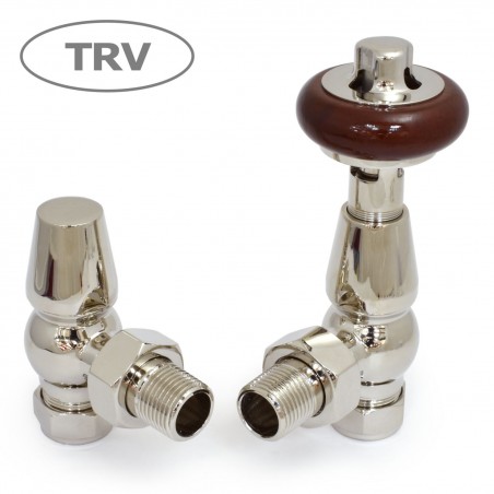 Faringdon Angled Thermostatic Radiator Valves - Polished Nickel