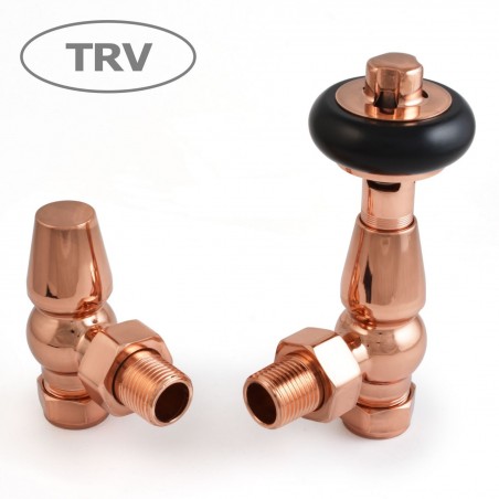 Faringdon Angled Thermostatic Radiator Valves - Copper