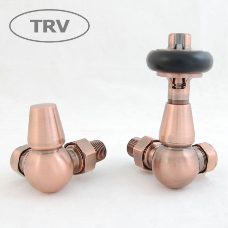 Faringdon Corner Thermostatic Radiator Valves - Antique Copper