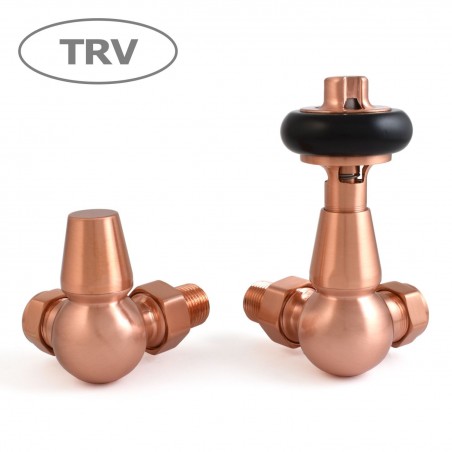 Faringdon Corner Thermostatic Radiator Valves - Brushed Copper