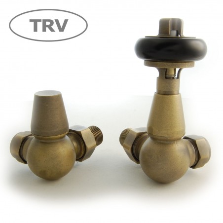 Faringdon Corner Thermostatic Radiator Valves - Old English Brass