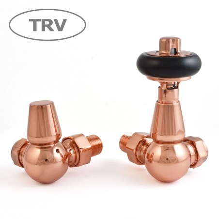 Faringdon Corner Thermostatic Radiator Valves - Copper