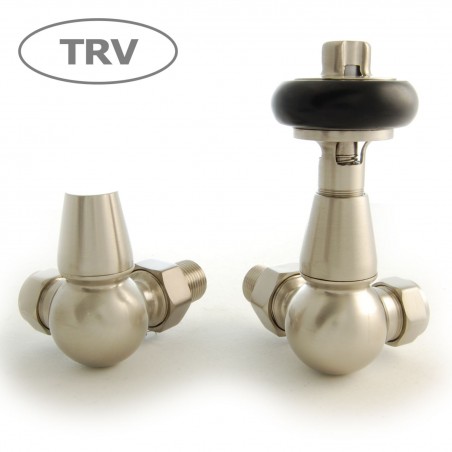 Faringdon Corner Thermostatic Radiator Valves - Satin Nickel