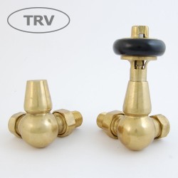 Faringdon Corner Thermostatic Radiator Valves - Un-lacquered Brass