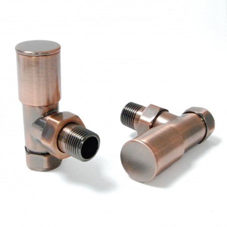 Milan Angled Radiator Valves - Antique Copper