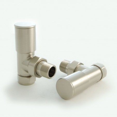 Milan Angled Radiator Valves - Satin Nickel