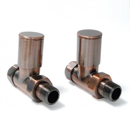 Milan Straight Radiator Valves - Antique Copper