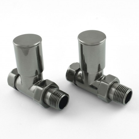 Milan Straight Radiator Valves - Black Nickel