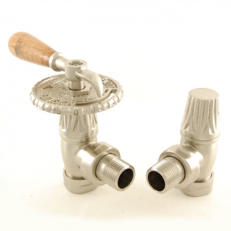 Bentley Traditional Manual Lever Radiator Valves - Satin Nickel