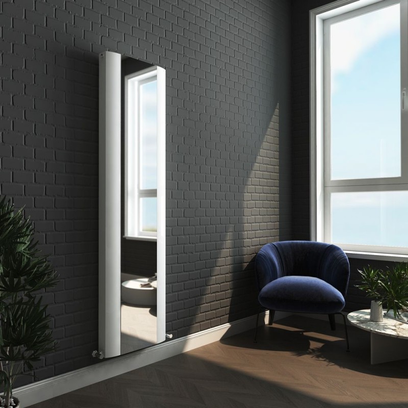 Supreme White Aluminium Mirror Radiator 470 x 1700mm Double