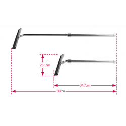 260mm(w) Extendable Stainless Steel Wetroom Shower Glass Squeegee (Design G20) + Suction Hanger - Technical Drawing