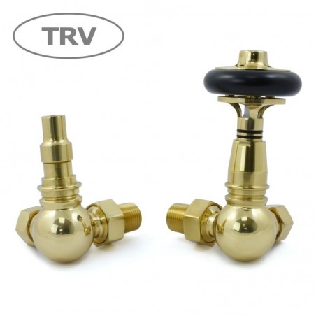 Amberley Corner Thermostatic Radiator Valves - Polished Brass