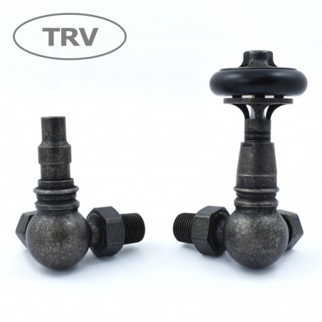 Amberley Corner Thermostatic Radiator Valves - Pewter