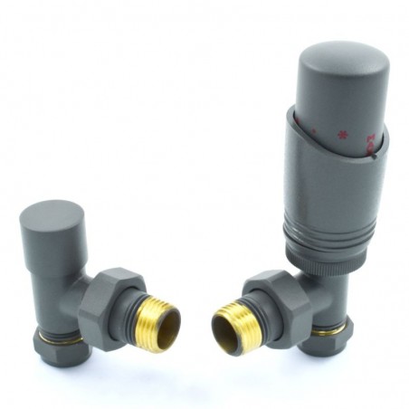 Delta Angled Thermostatic Radiator Valves - Gunmetal Grey