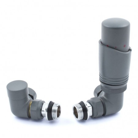 Delta Corner Thermostatic Radiator Valves - Gunmetal Grey