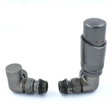 Delta Corner Thermostatic Radiator Valves - Metallic Grey