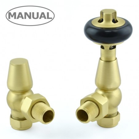 Eton Angled Radiator Valves - Brushed Brass