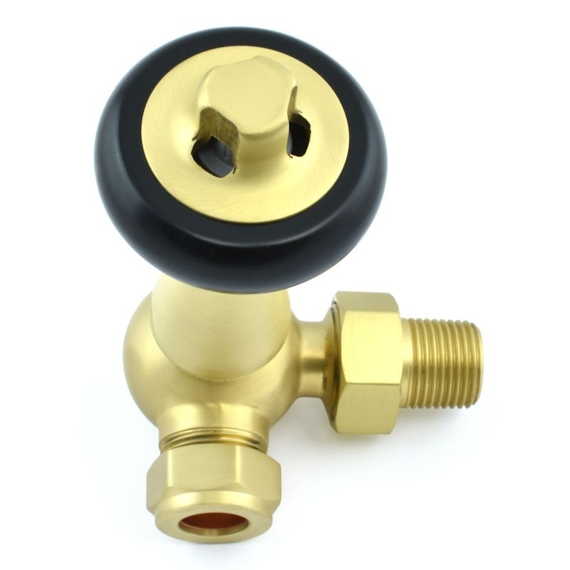 Faringdon Corner Thermostatic Radiator Valves - Brushed Brass