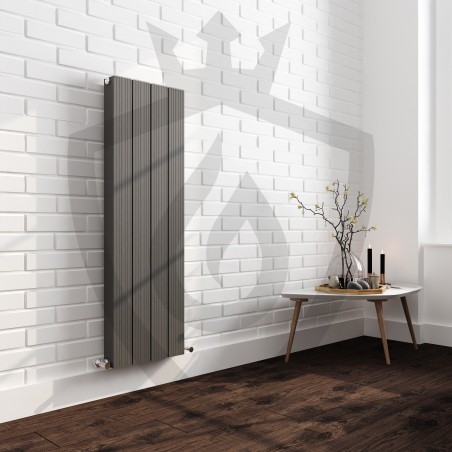 Sovereign Double Anthracite Aluminium Radiator - 375 x 1200mm