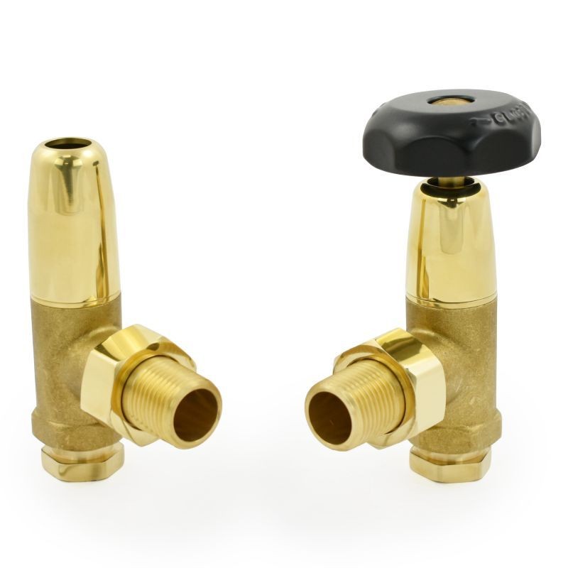 Old School Radiator Valves 1/2 inch - Black and Brass