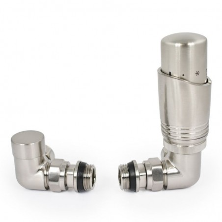 Delta Corner Thermostatic Radiator Valves - Satin Nickel