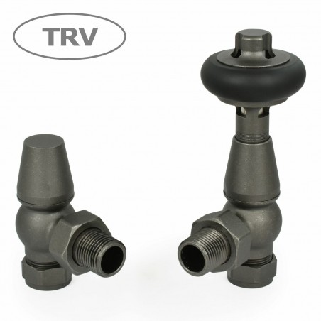 Faringdon Angled Thermostatic Radiator Valves - Light Pewter