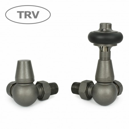 Faringdon Corner Thermostatic Radiator Valves - Light Pewter